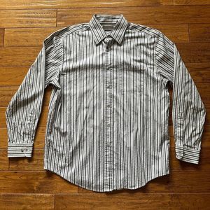 Joseph Abboud Vertical Striped Gray Dress Shirt Mens Large